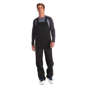 Marmot Bib Overall Snow Ski Pants Black Size Large Knee Pads Gortex Proshell Zip